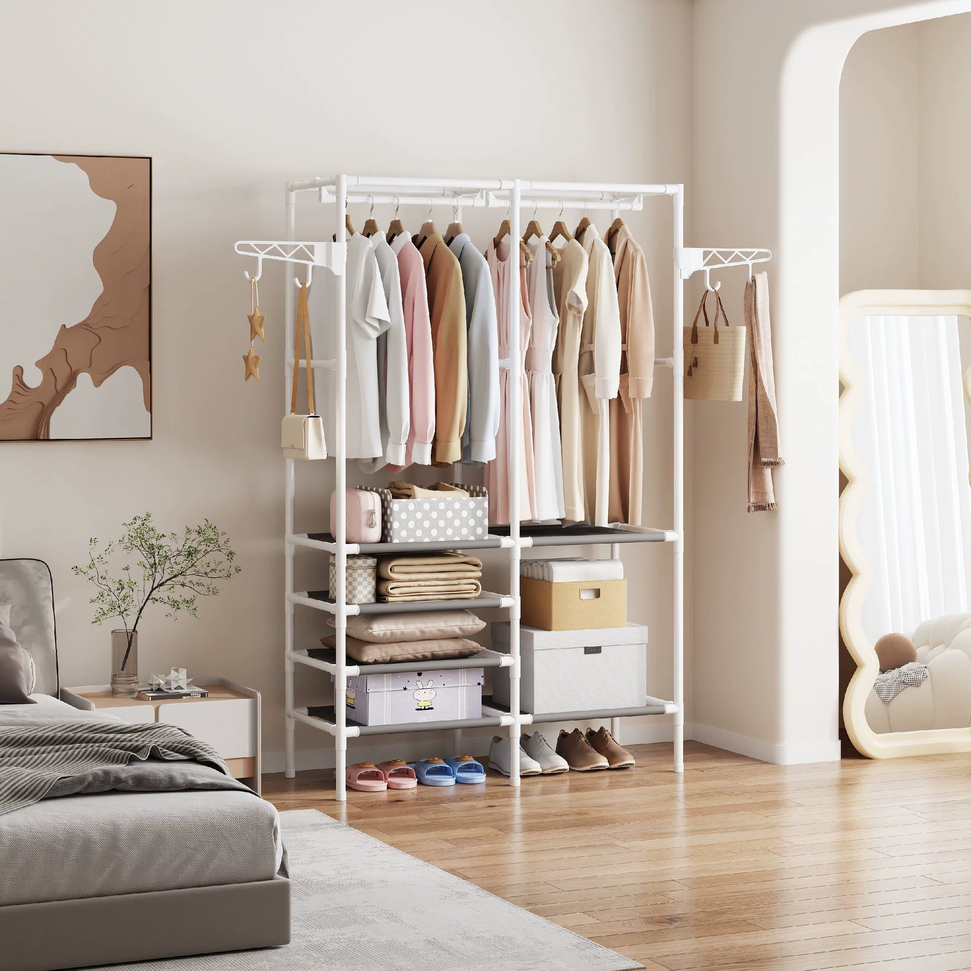 Garment Rack Freestanding Shelf Rack Simple Hanger — desk mat wholesale pick on MatDesk