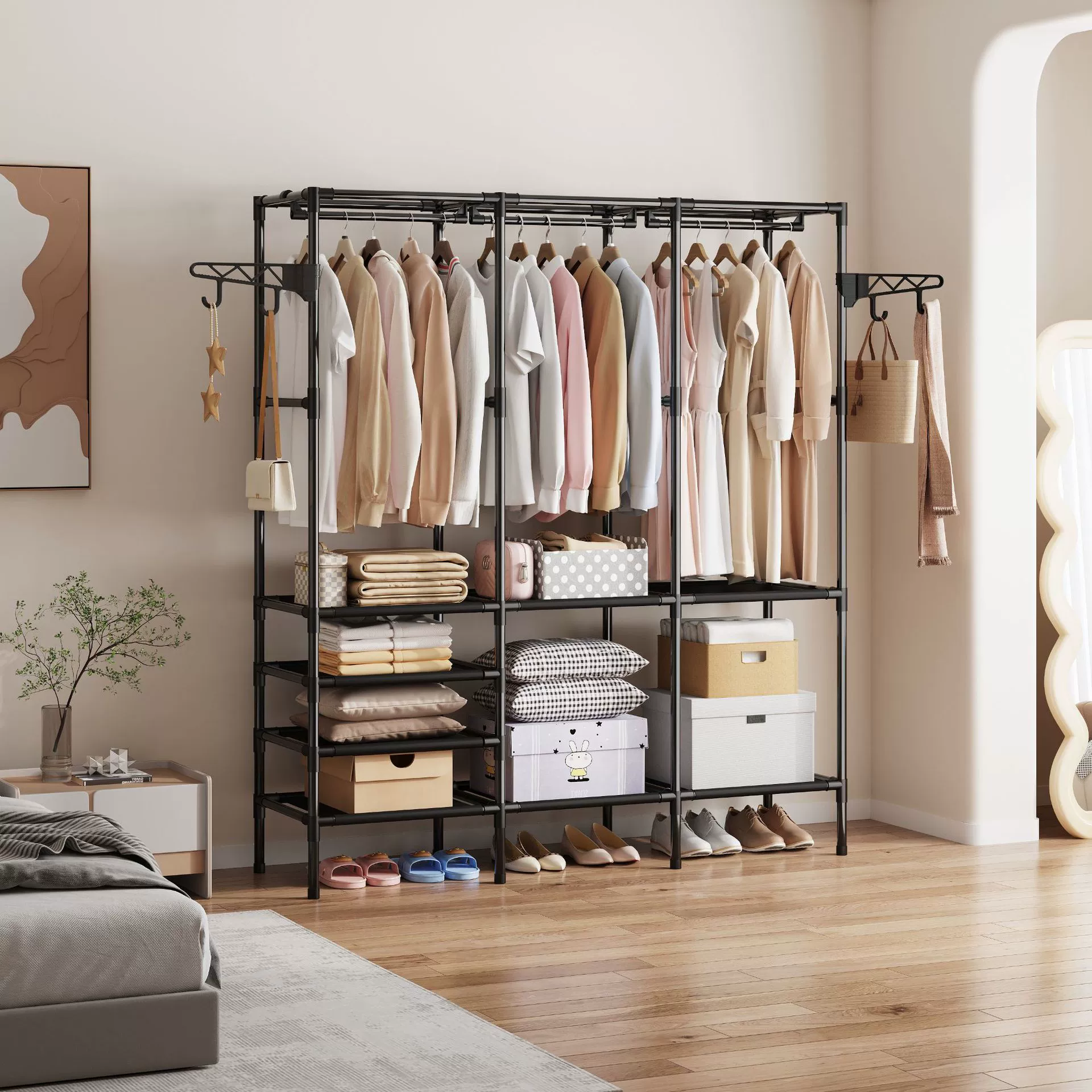 Garment Rack Freestanding Shelf Rack Simple Hanger — desk mat wholesale pick on MatDesk